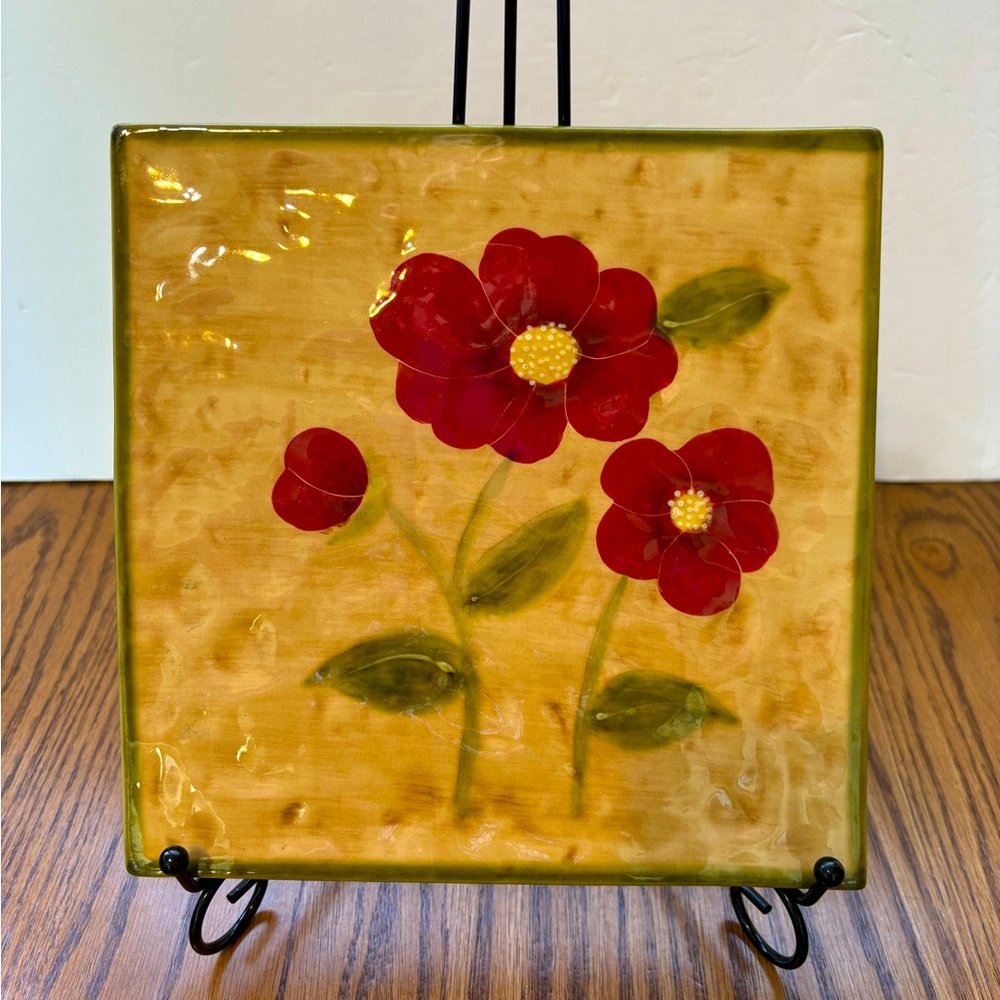 Red poppy wall tile or trivet